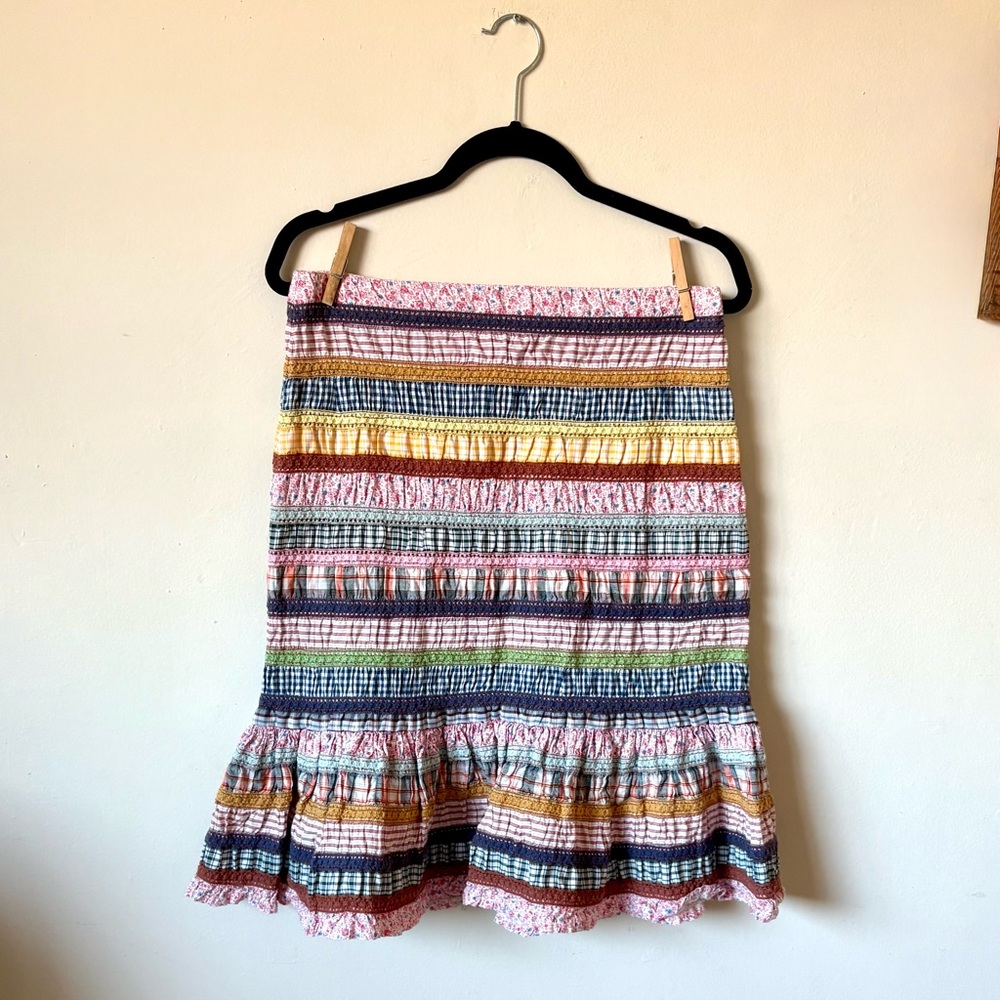 Odille Anthropologie Skirt Patchwork Vintage-look Size 6